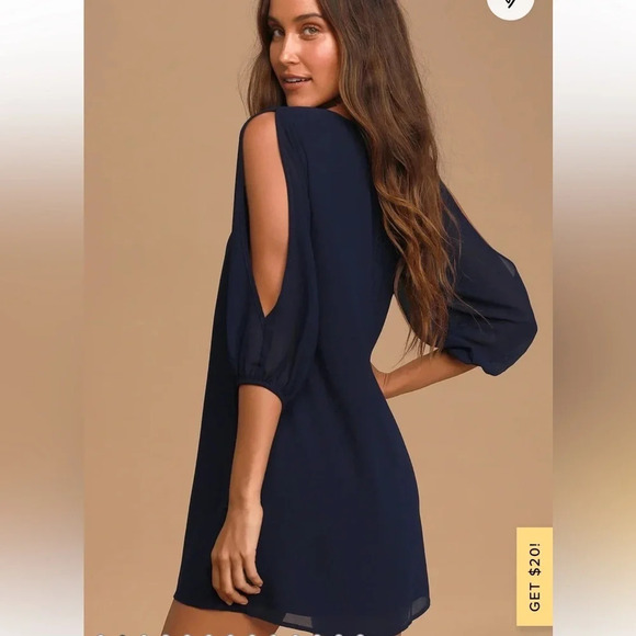 Lulus Shifting Dears Navy Blue Long Sleeve Dress Size Small - Picture 3 of 7